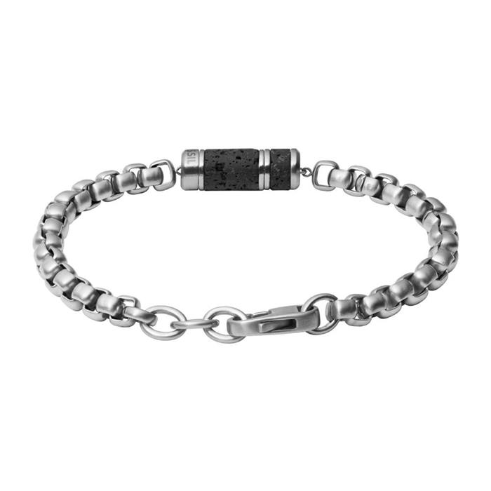 Pulsera de acero inoxidable para hombre con piedra de lava