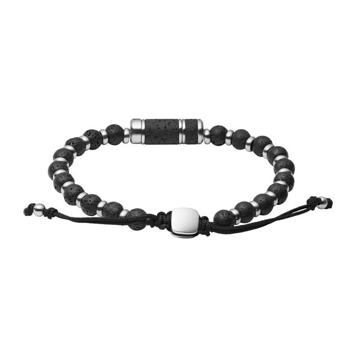 Men's dress bracelet in lava stone and stainless steel