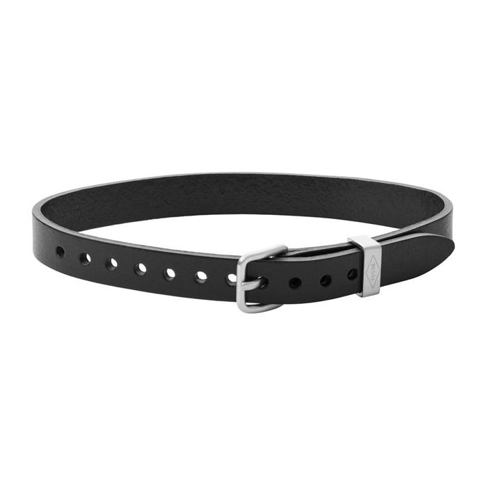 Men's black leather bracelet