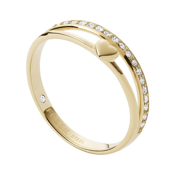 Ladies ring all stacked up in stainless steel gold-plated
