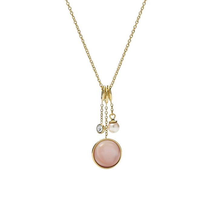 Ladies necklace sutton in gold-plated stainless steel, mother-of-pearl