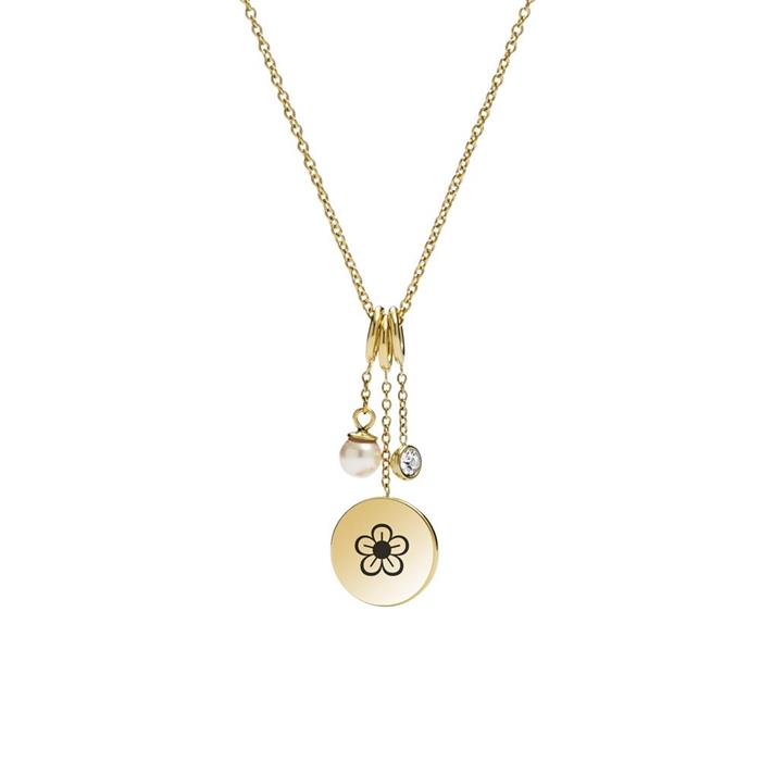 Ladies necklace sutton in gold-plated stainless steel, mother-of-pearl