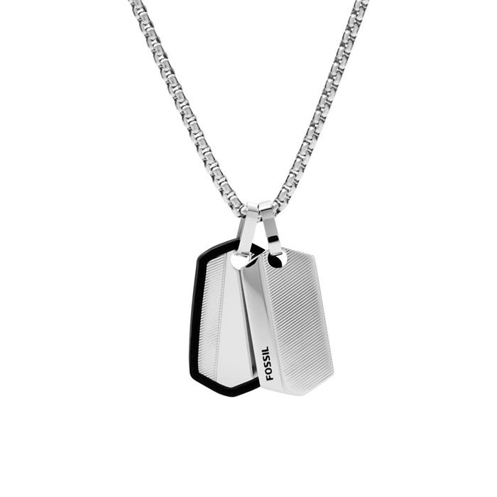 Dog tag chain chevron for men in stainless steel