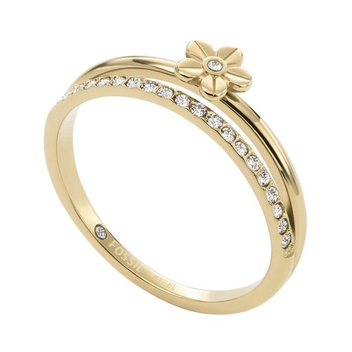 Val vintage vacation Ladies ring in stainless steel, IP gold