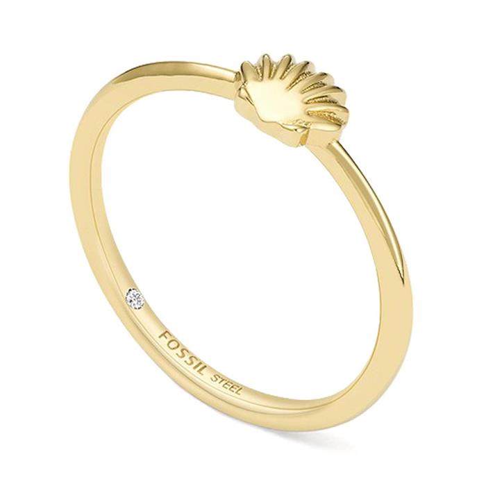 Ladies ring georgia shell in stainless steel, IP gold