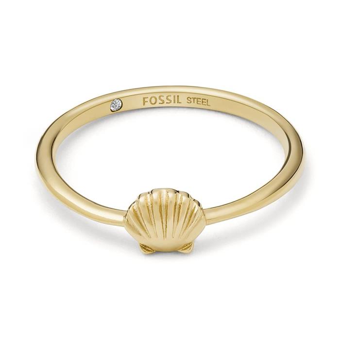 Ladies ring georgia shell in stainless steel, IP gold