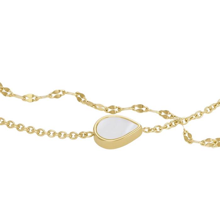 Teardrop bracelet in gold-plated stainless steel with mother-of-pearl