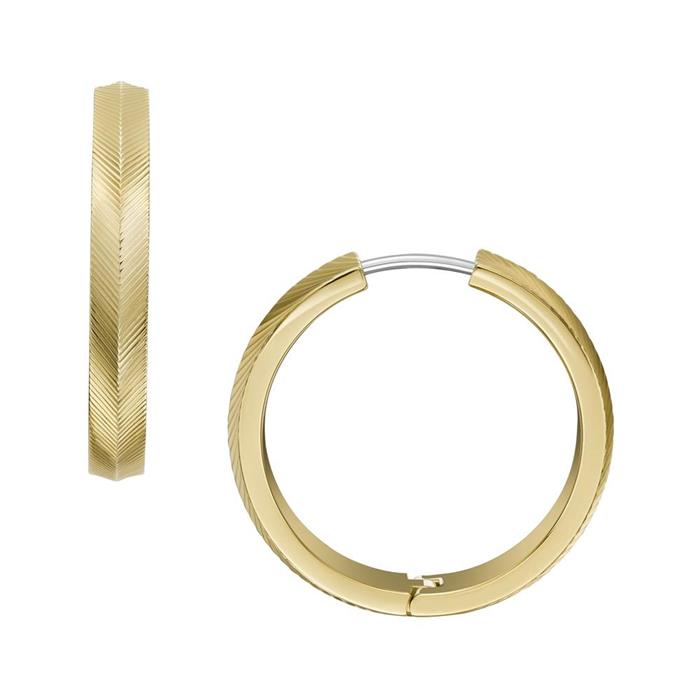 Ladies creoles harlow in stainless steel, IP gold