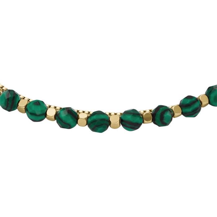Bracelet in gold-plated stainless steel with synth. malachite