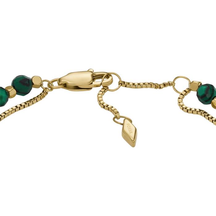 Bracelet in gold-plated stainless steel with synth. malachite