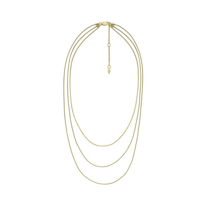 Ladies three-row necklace in stainless steel, IP gold