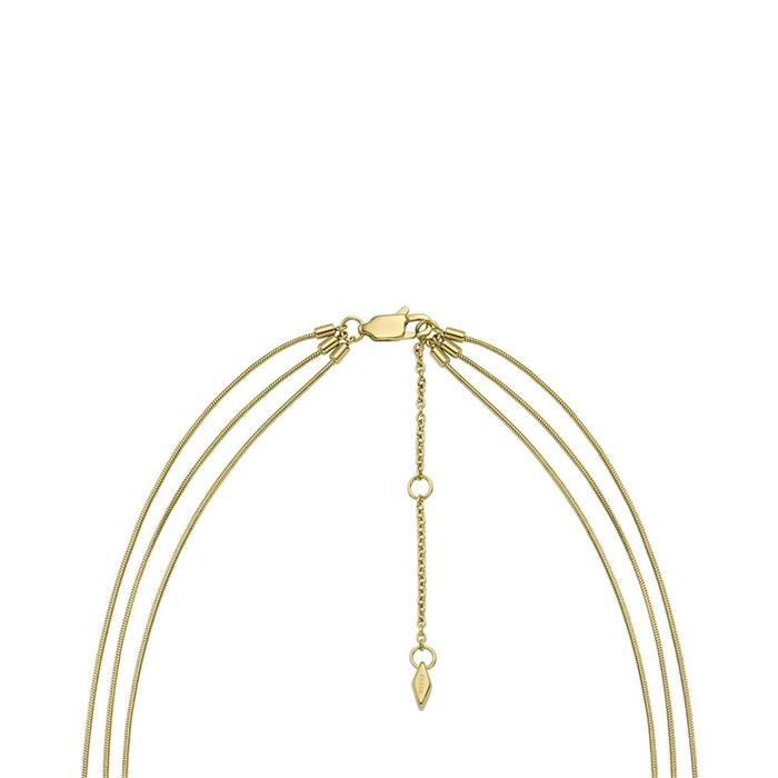 Ladies three-row necklace in stainless steel, IP gold