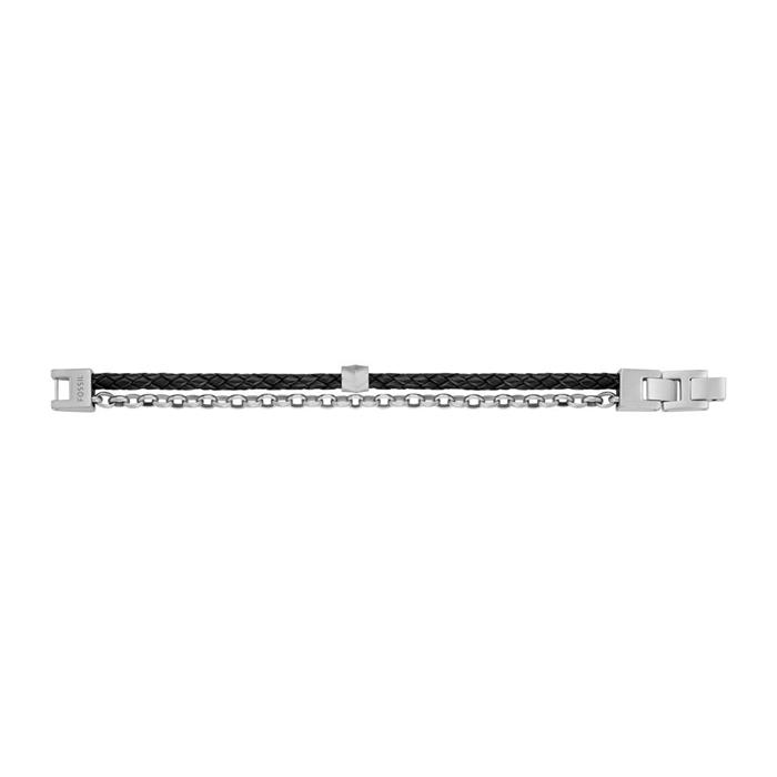 Men's bracelet harlow linear in stainless steel, leather