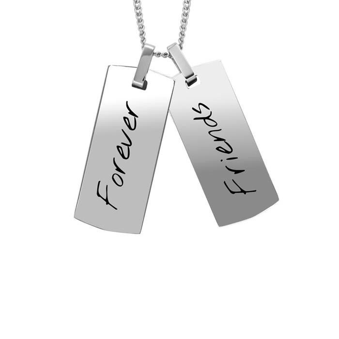 Harlow engraving necklace in stainless steel with dog tag pendants