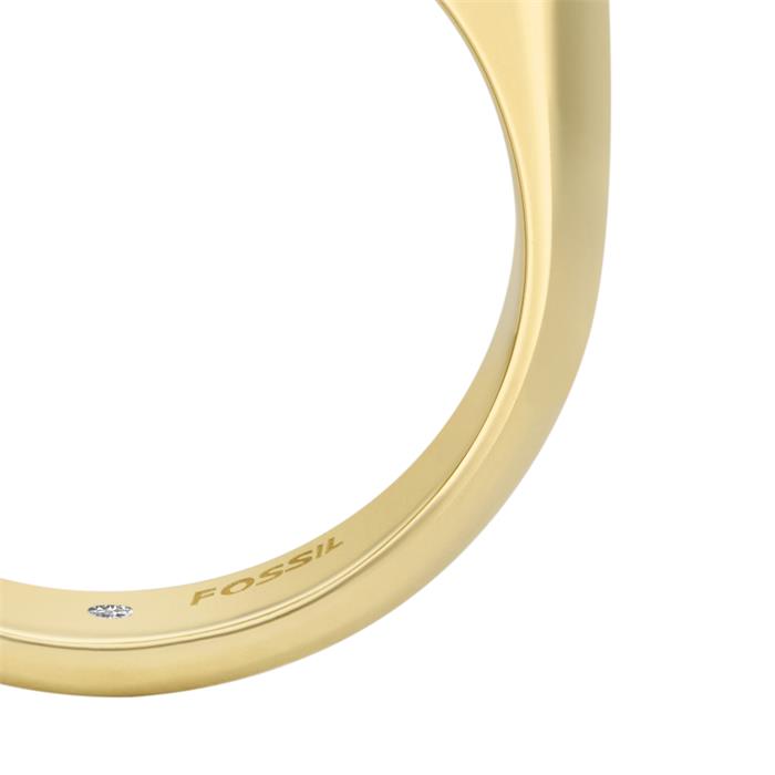 Ladies signet ring heritage d-link in stainless steel, IP gold