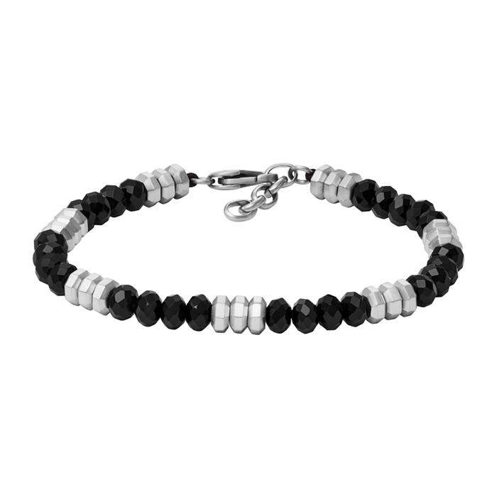 Bracelet for men all stacked up in stainless steel, agate