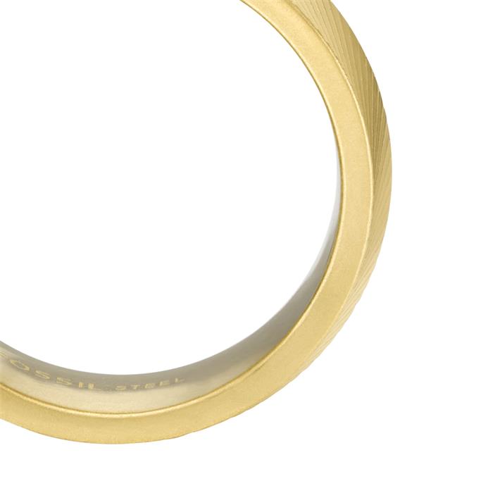 Harlow linear texture ring voor heren in roestvrij staal, IP goud