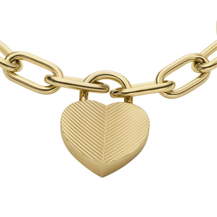 Engraving bracelet with stainless steel heart lock, gold-plated