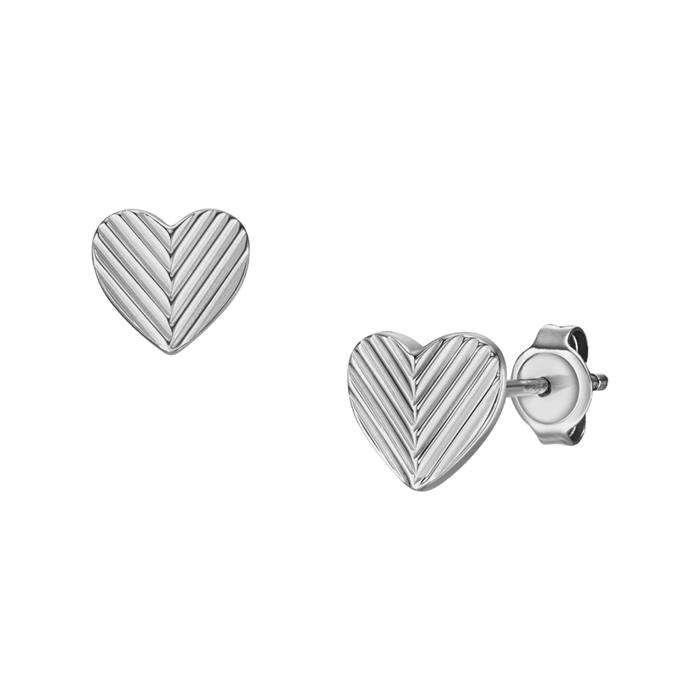 Harlow Hearts set of necklace and ear studs, stainless steel