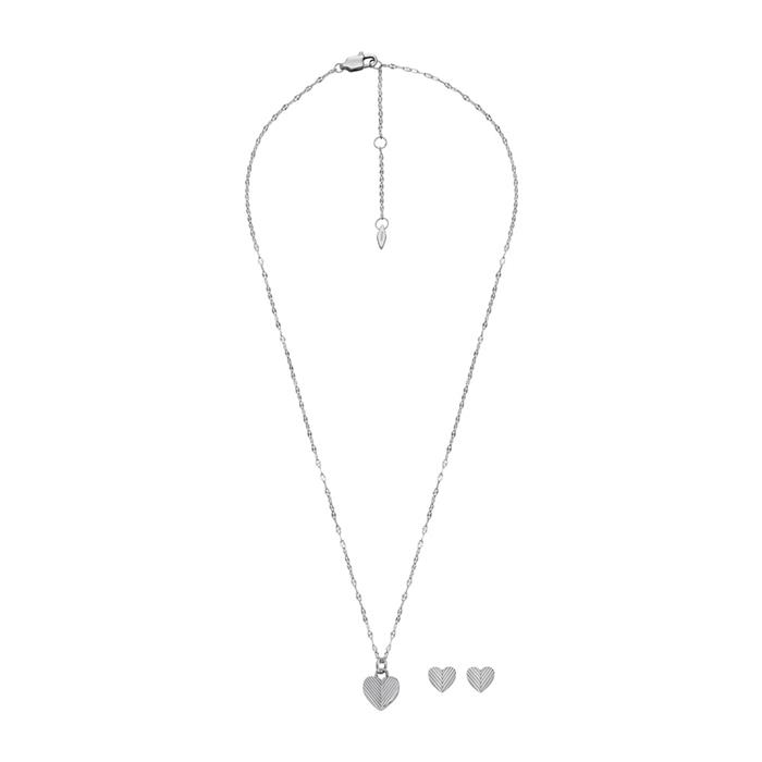 Harlow Hearts set of necklace and ear studs, stainless steel