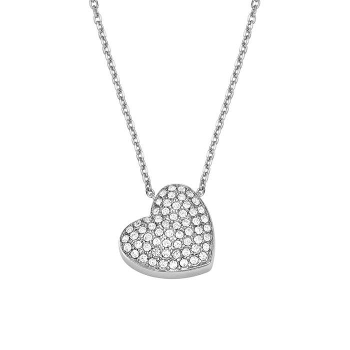 Sadie Glitz Heart engraved necklace in stainless steel, crystals