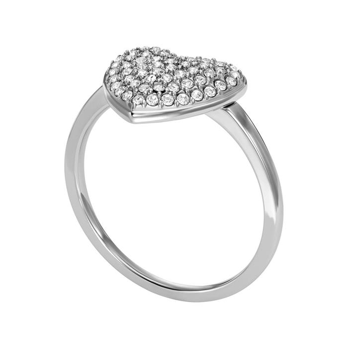 Sadie Glitz Heart ring in stainless steel with crystals