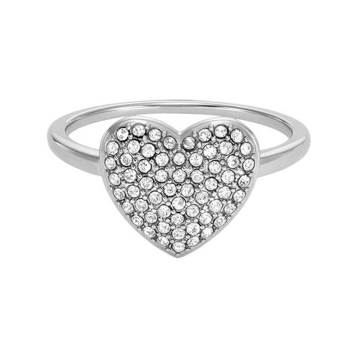 Sadie Glitz Heart ring in stainless steel with crystals