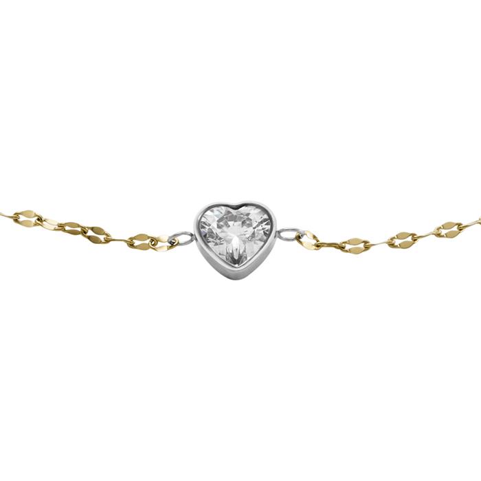 Sadie bracelet with stainless steel crystal, bicolour