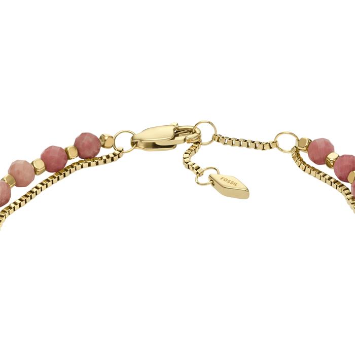 Ladies' bracelet with rhodochrosite in stainless steel, IP gold