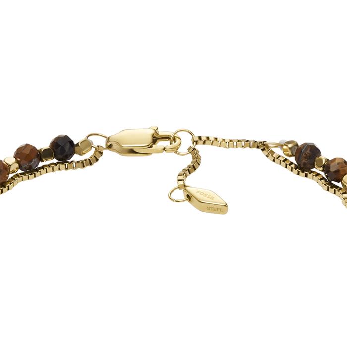 Ladies' bracelet in gold-plated stainless steel with tiger's eye