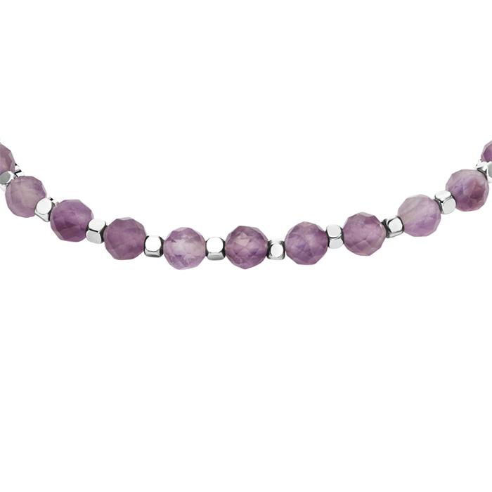 Ladies' bracelet in stainless steel with amethyst