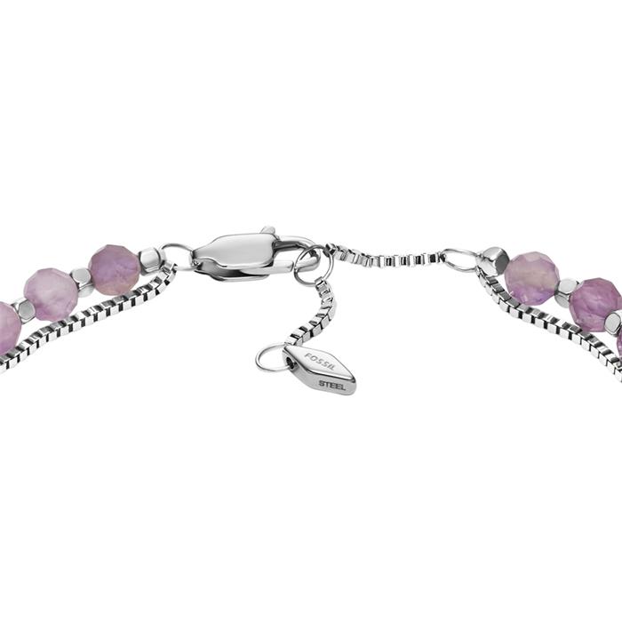 Ladies' bracelet in stainless steel with amethyst