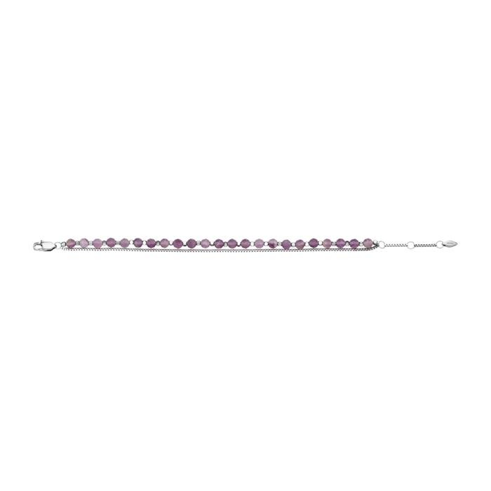 Ladies' bracelet in stainless steel with amethyst