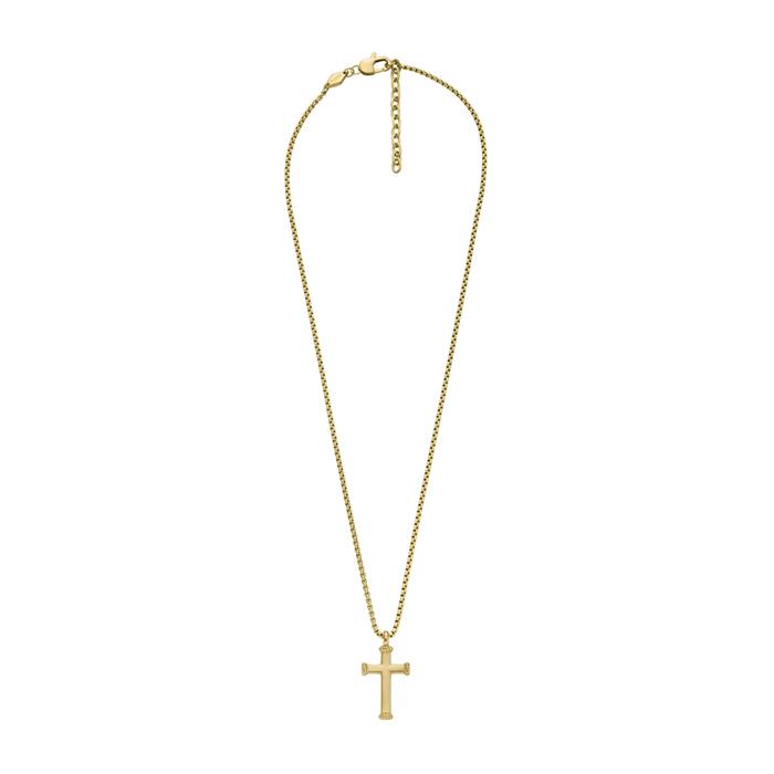 Cross necklace for men in gold-plated stainless steel