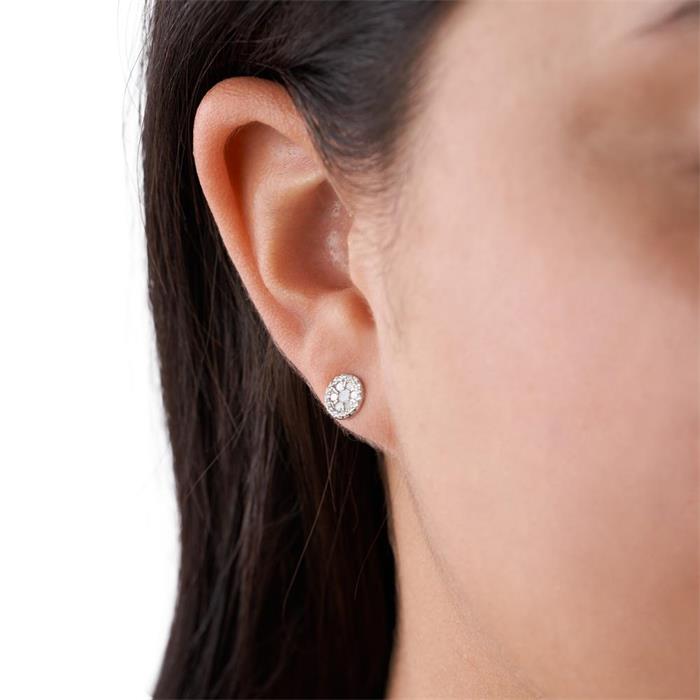 Elliott ear studs for ladies, sterling silver, mother-of-pearl