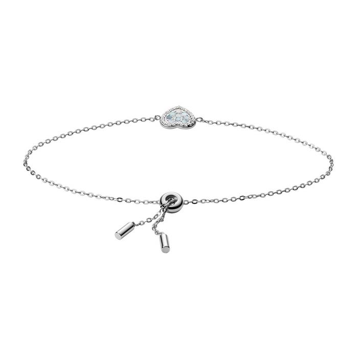 Ladies bracelet elliott hearts in 925 sterling silver, mother-of-pearl