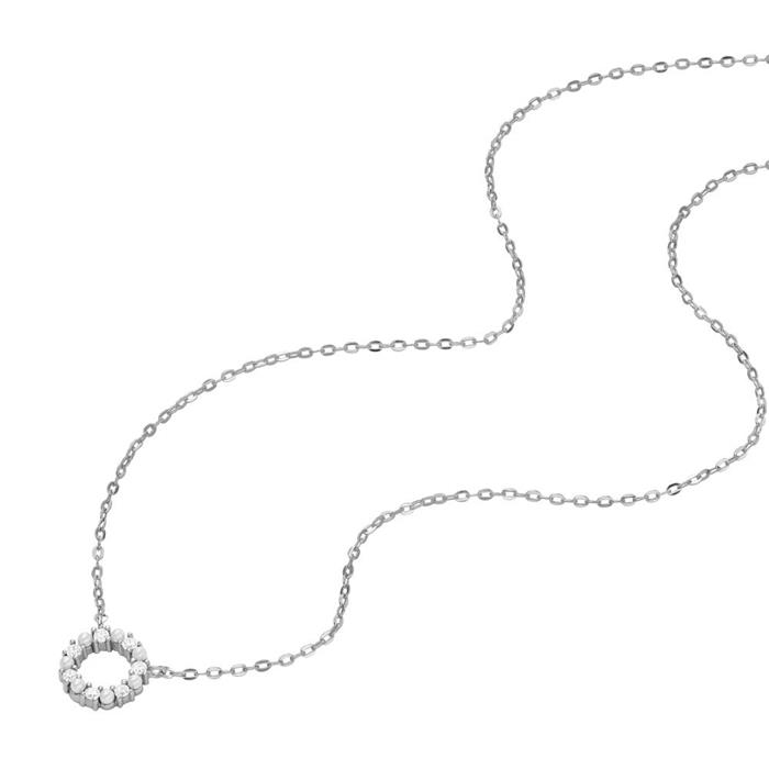 Conjunto de perlas minúsculas con cadena y pendientes, plata 925