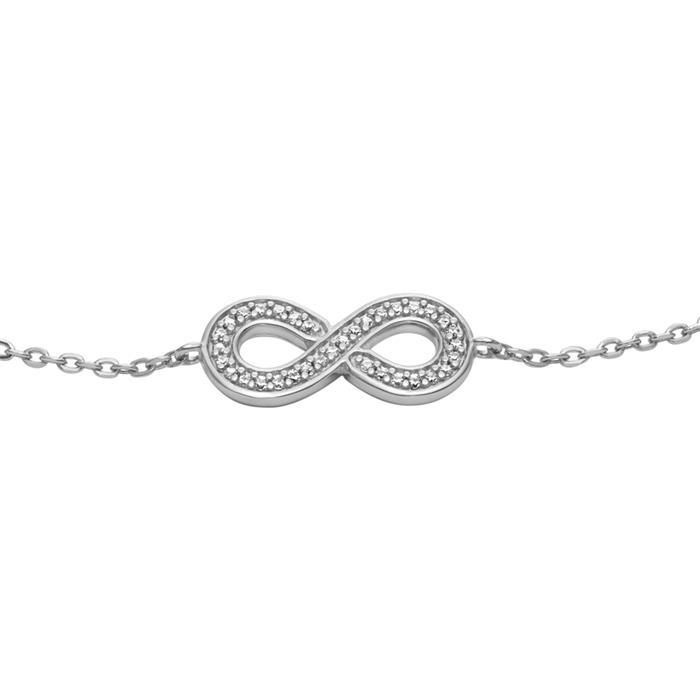 Infinity armband voor dames in sterling zilver, zirkonia