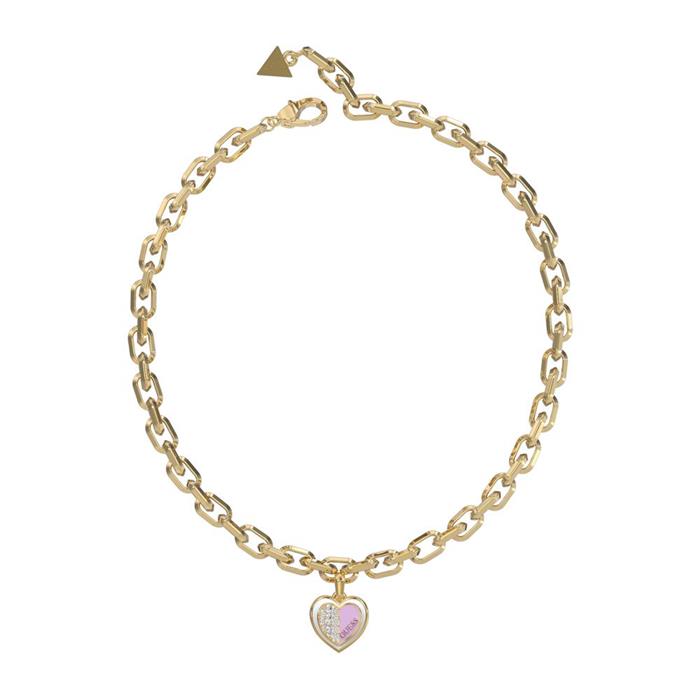 Ladies engravable heart necklace in stainless steel, IP gold