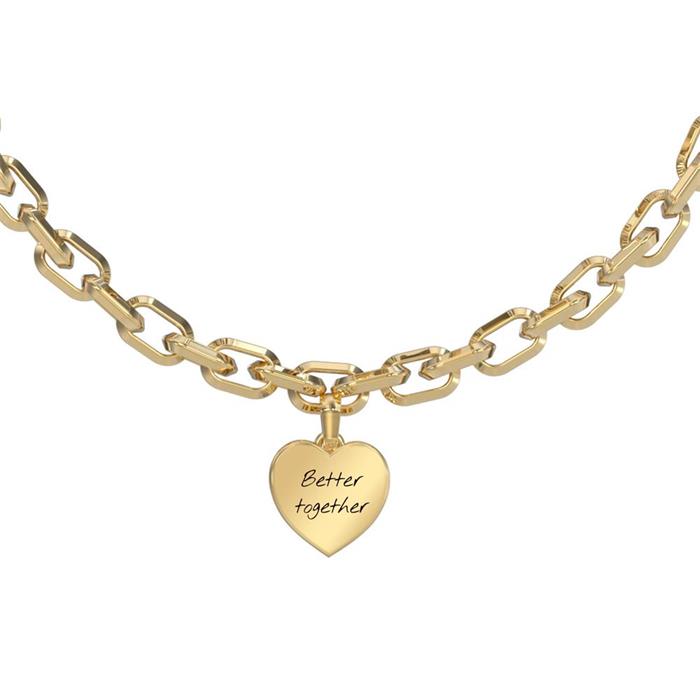 Gravierbare Damenkette Herz aus Edelstahl, IP Gold