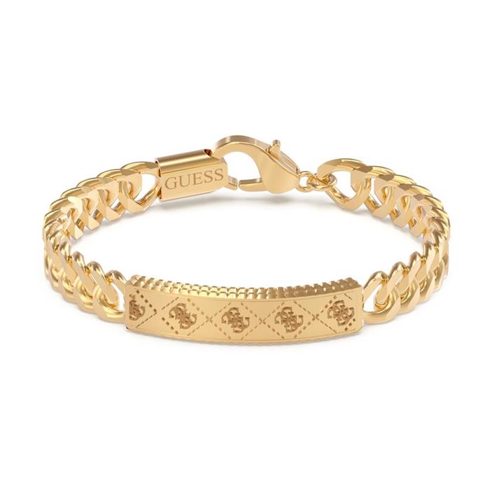 Men's Id Bracelet In Stainless Steel, Gold Plated