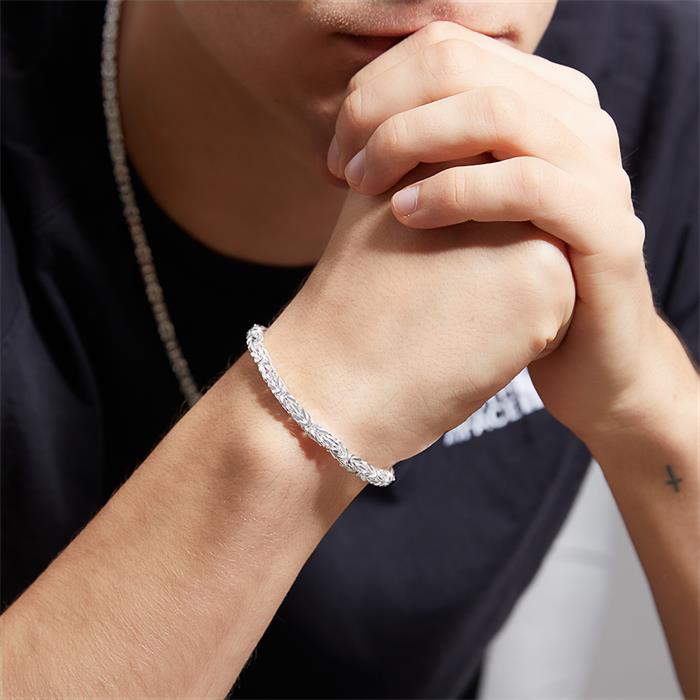 Pulsera bizantina de plata 925 para hombre, 4,2 mm, cuadrada