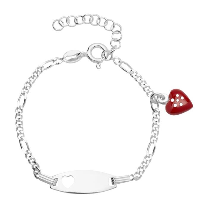 Engravable children's bracelet silver heart motive