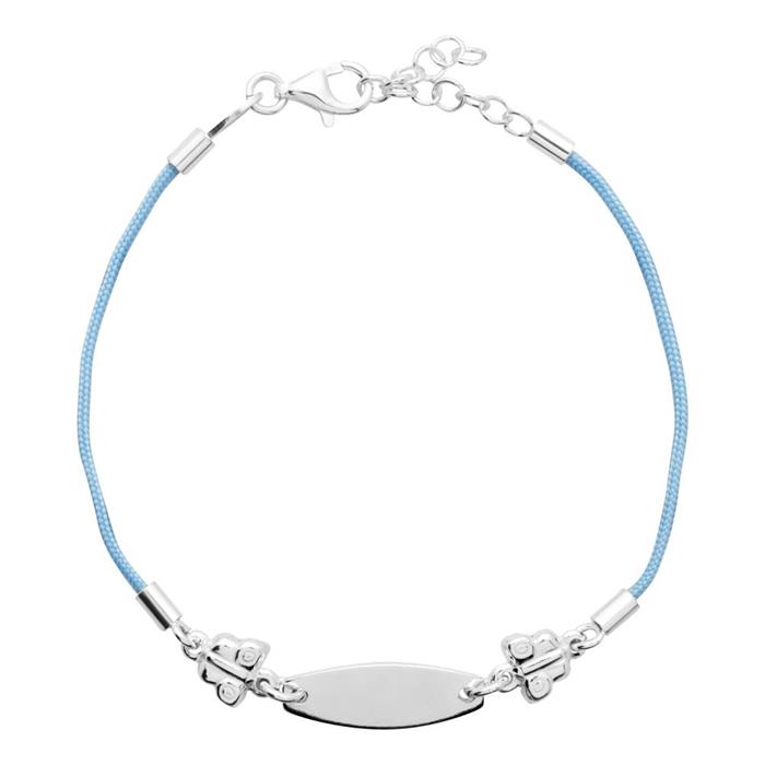 Engravable children's bracelet silver elements blue