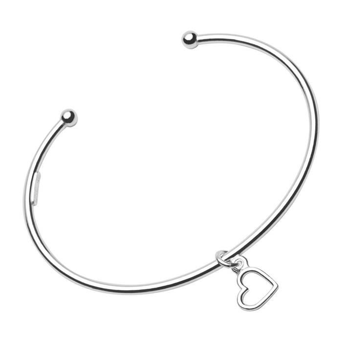 Bangle voor kinderen 925 zilver met hartjes hanger