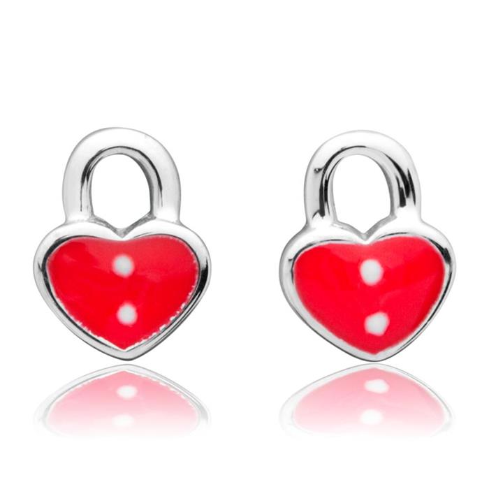 Heart shaped ear studs for children lock