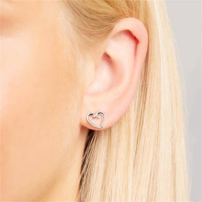 Ear studs for children heart of sterling silver