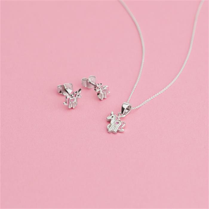 Pendientes de unicornio para ni&#xF1;a de plata 925