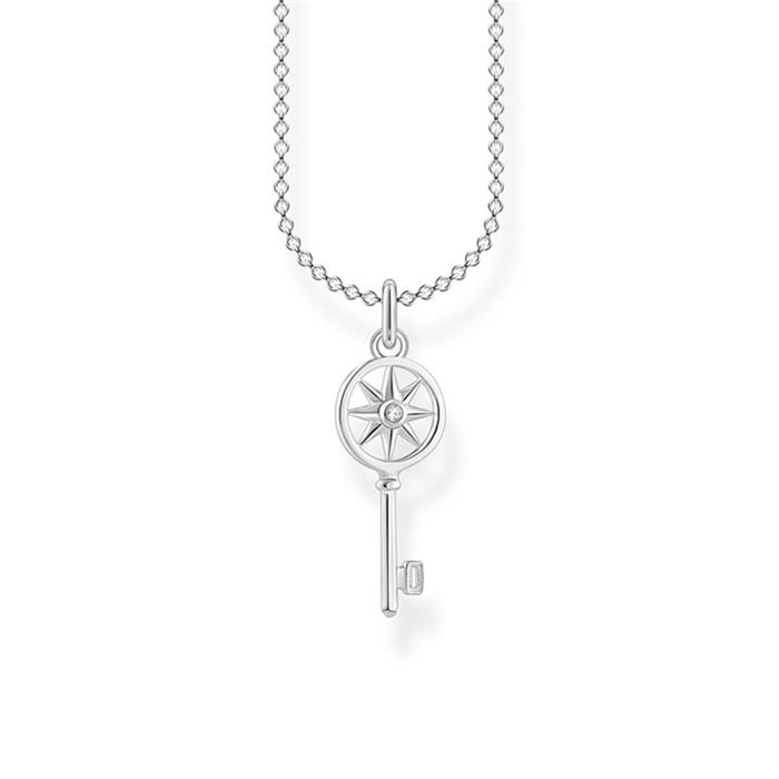 Necklace ladies key in 925 silver zirconia