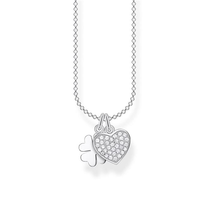 Ladies Necklace Cloverleaf With Heart In 925 Silver
